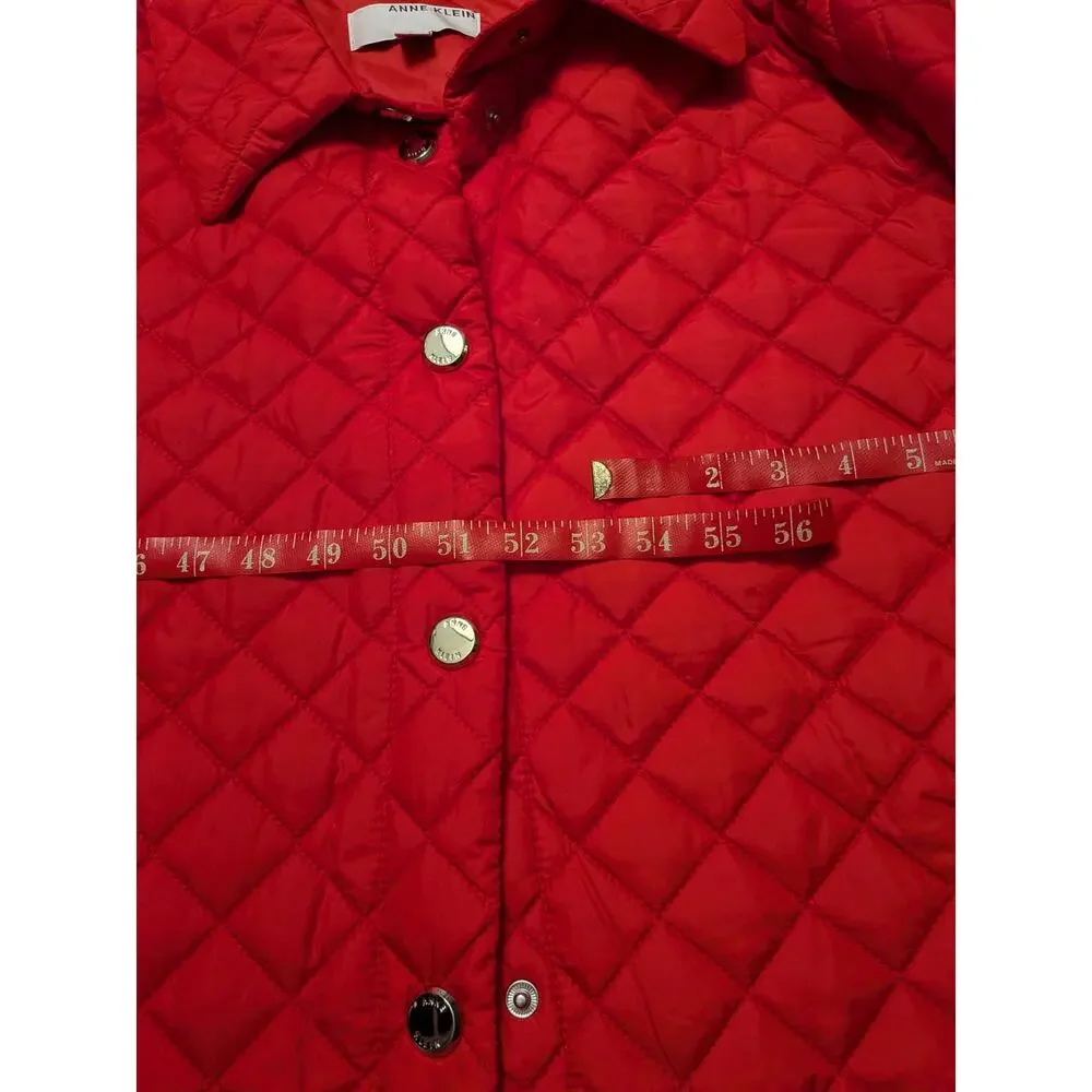 Anne Klein Ladies Midweight Quilted Jacket Metal Snap Front Closure